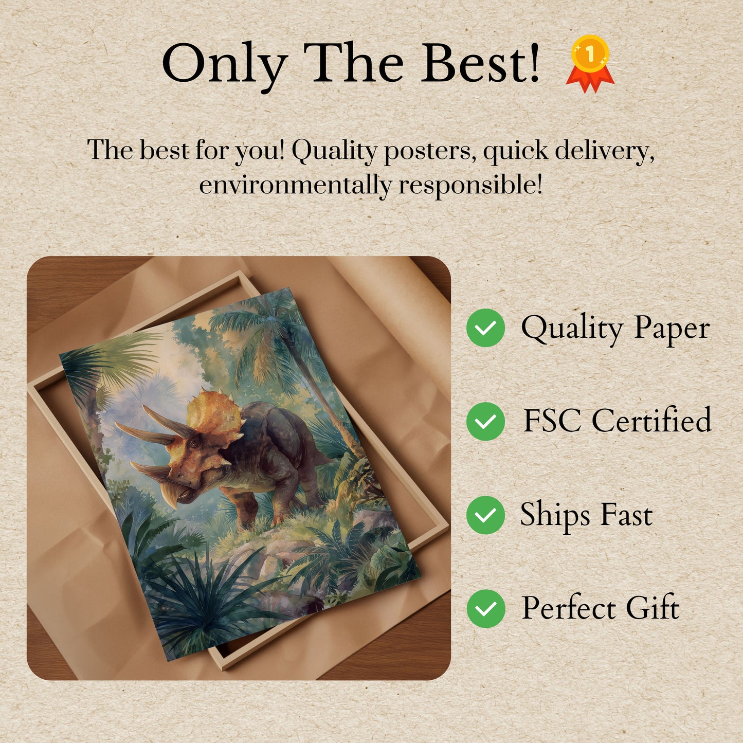 Póster de la jungla del triceratops prehistórico