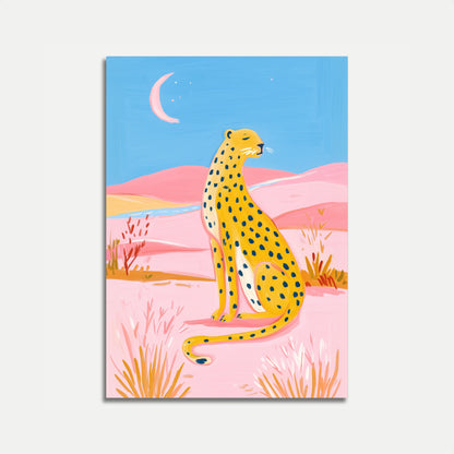 Moonlit Leopard Desert Poster