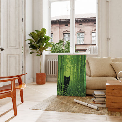 Black Cat in Bamboo Forest Poster