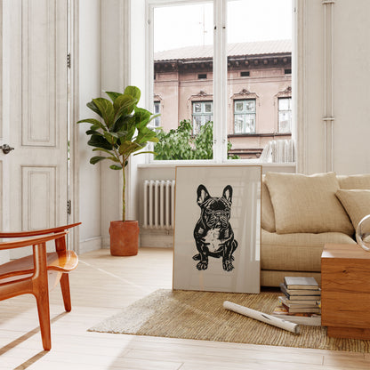French Bulldog Black and White Poster