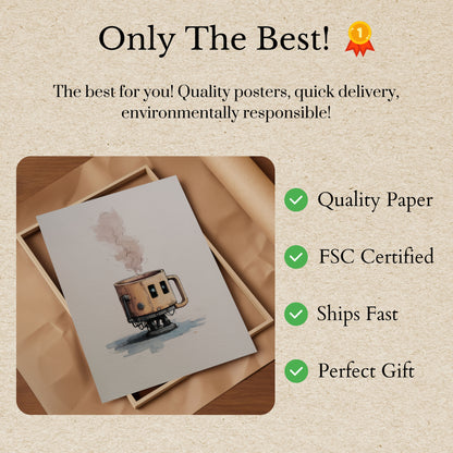 Steampunk Coffee Machine Poster