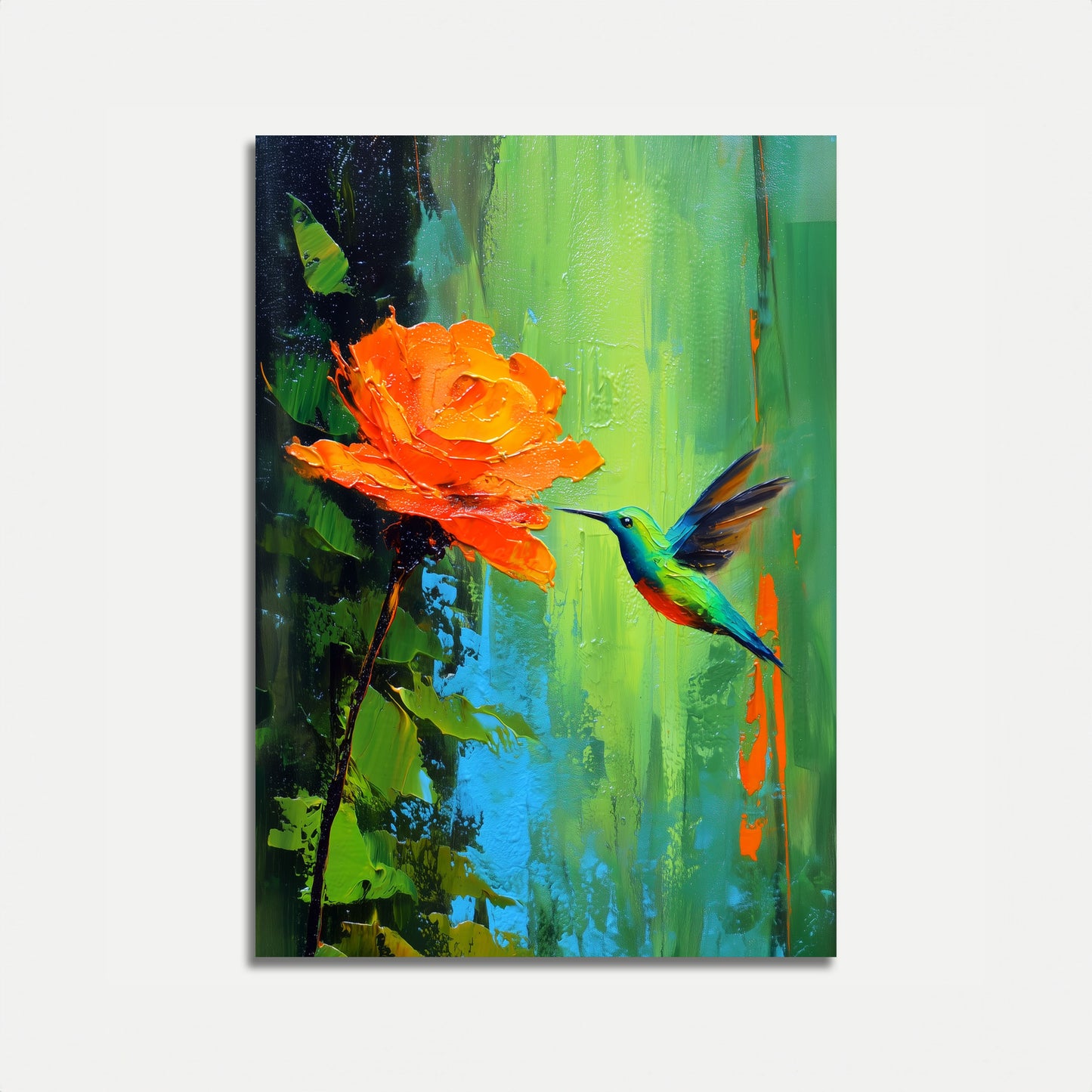 Poster di Rosa e Colibrì Vivace
