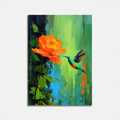 Poster di Rosa e Colibrì Vivace