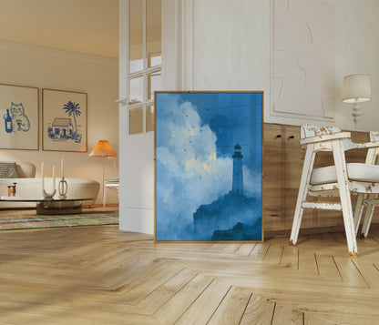 Vuurtoren in de Wolken Poster