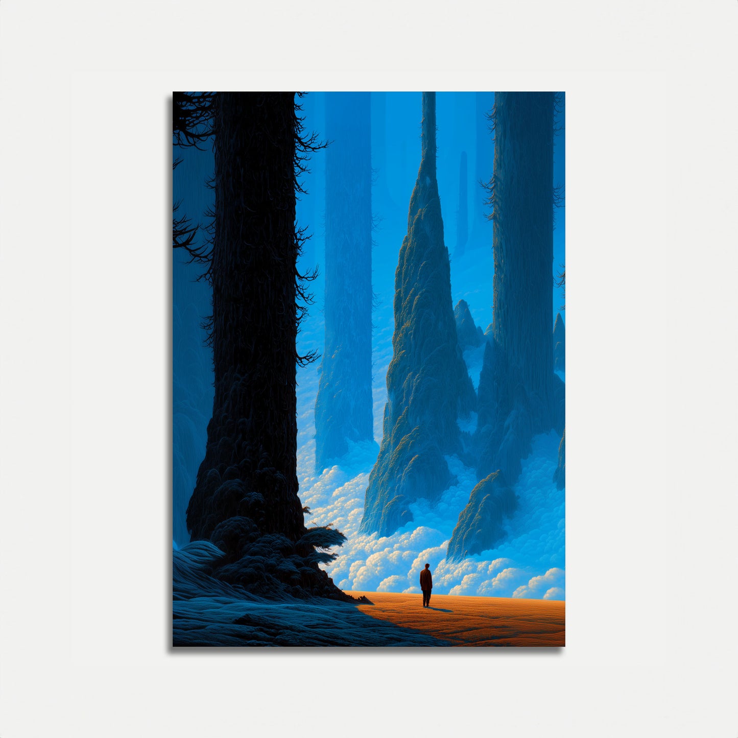 Explorador Solitário em Pôster de Cânion Antigo