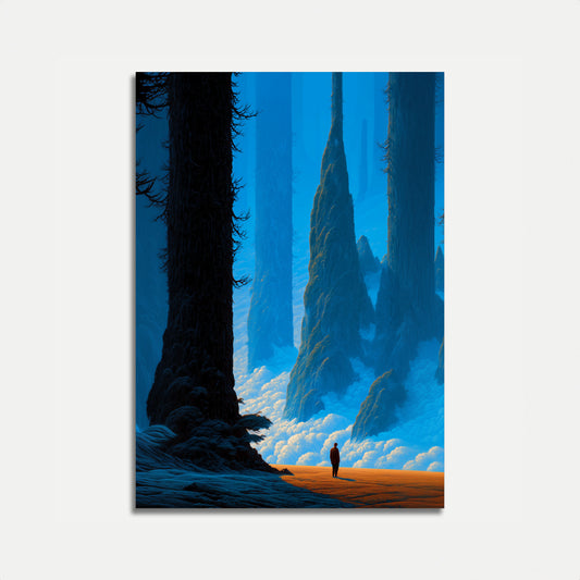 Explorador Solitário em Pôster de Cânion Antigo