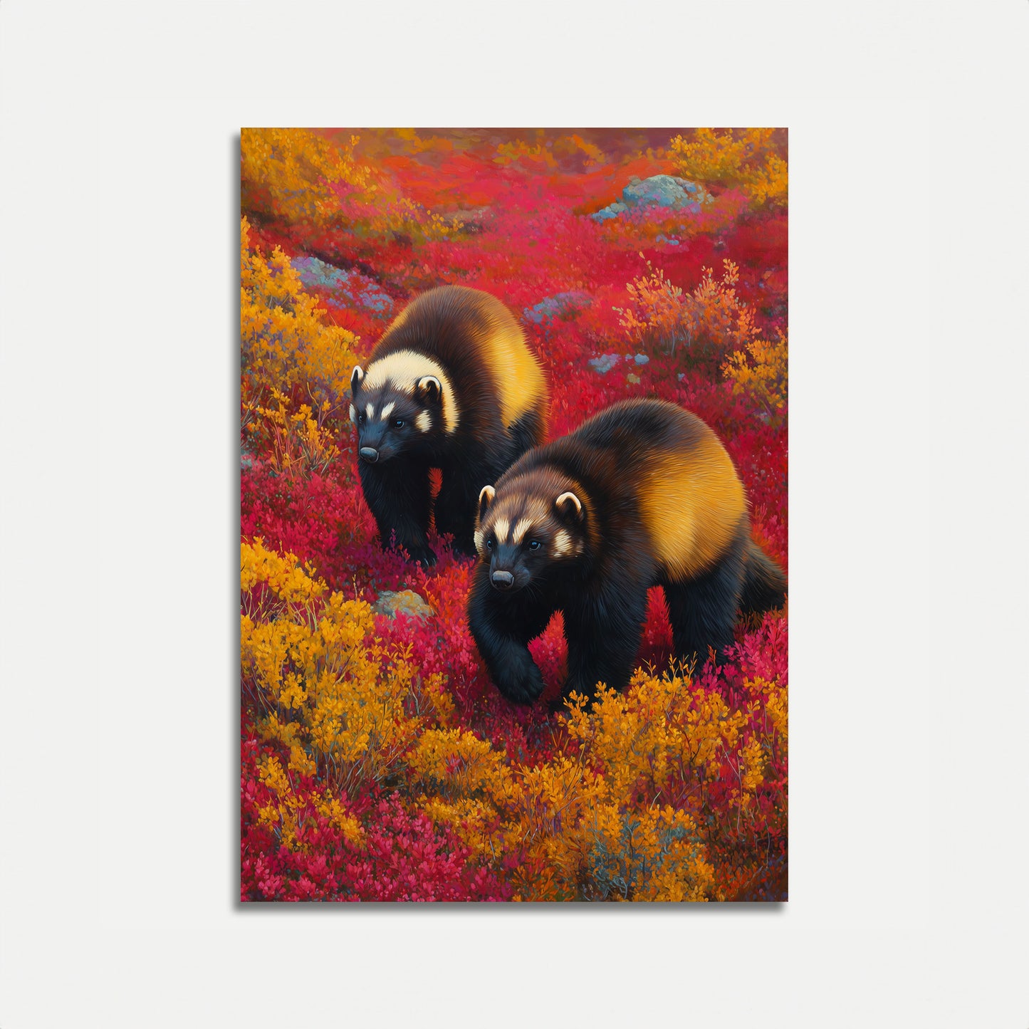 Wolverines in Autumn Wildflowers Poster

Verjers i efterårets vildblomster plakat