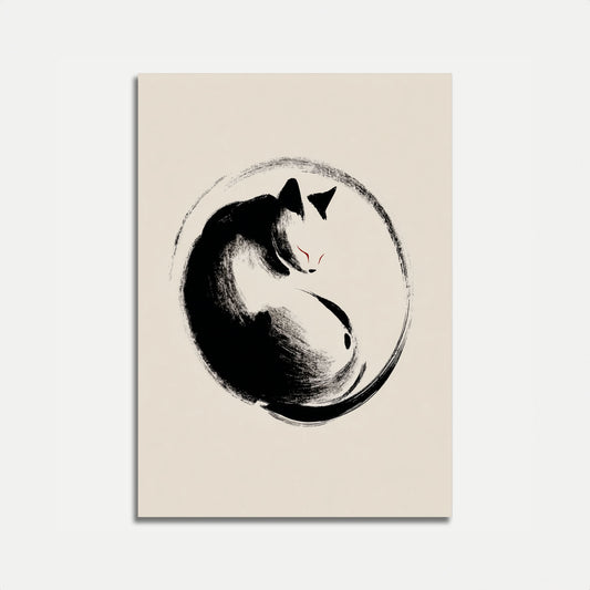 Yin Yang Räv Minimalistisk Poster