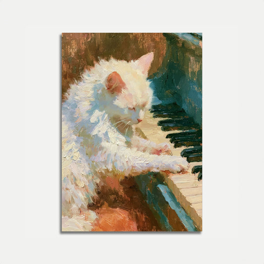 White Cat on Wooden Dock Poster