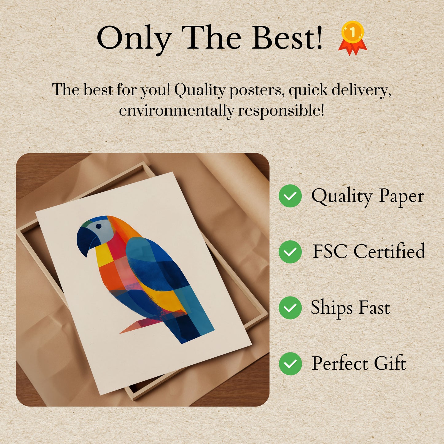 Colorful Geometric Parrot Poster