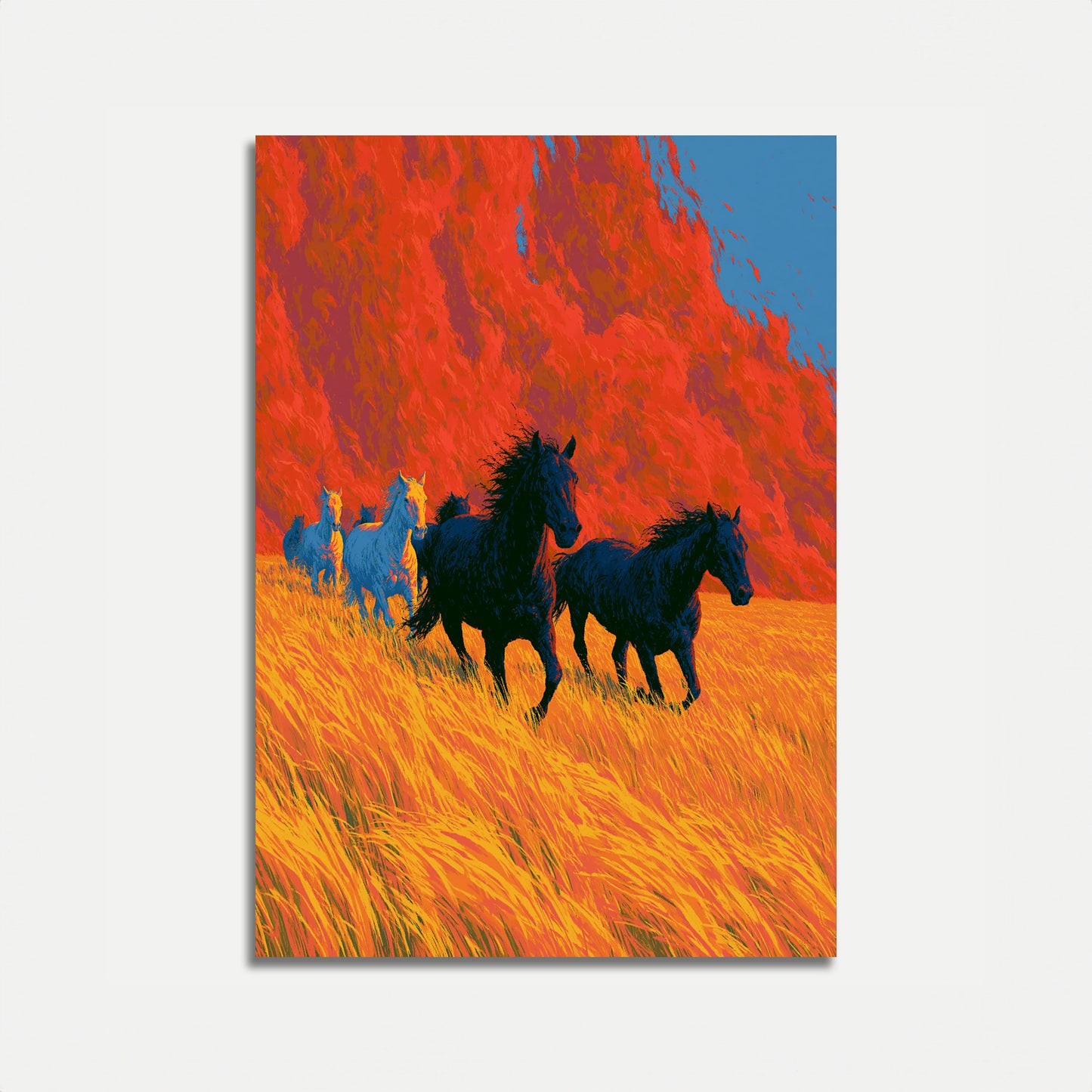 POSTER: Paarden vluchten voor bosbrand