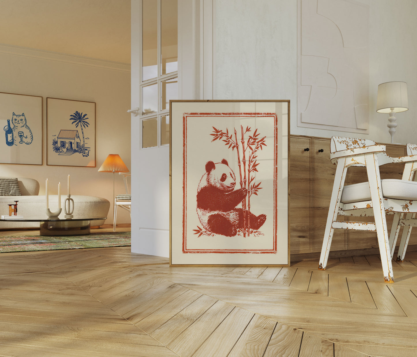 Rustic Panda Bamboo Poster