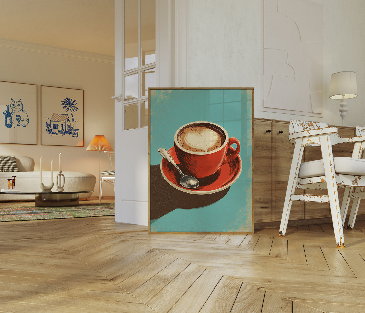 Heart Coffee Latte Art Poster