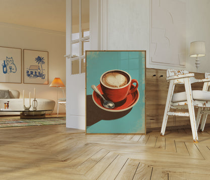 Heart Coffee Latte Art Poster