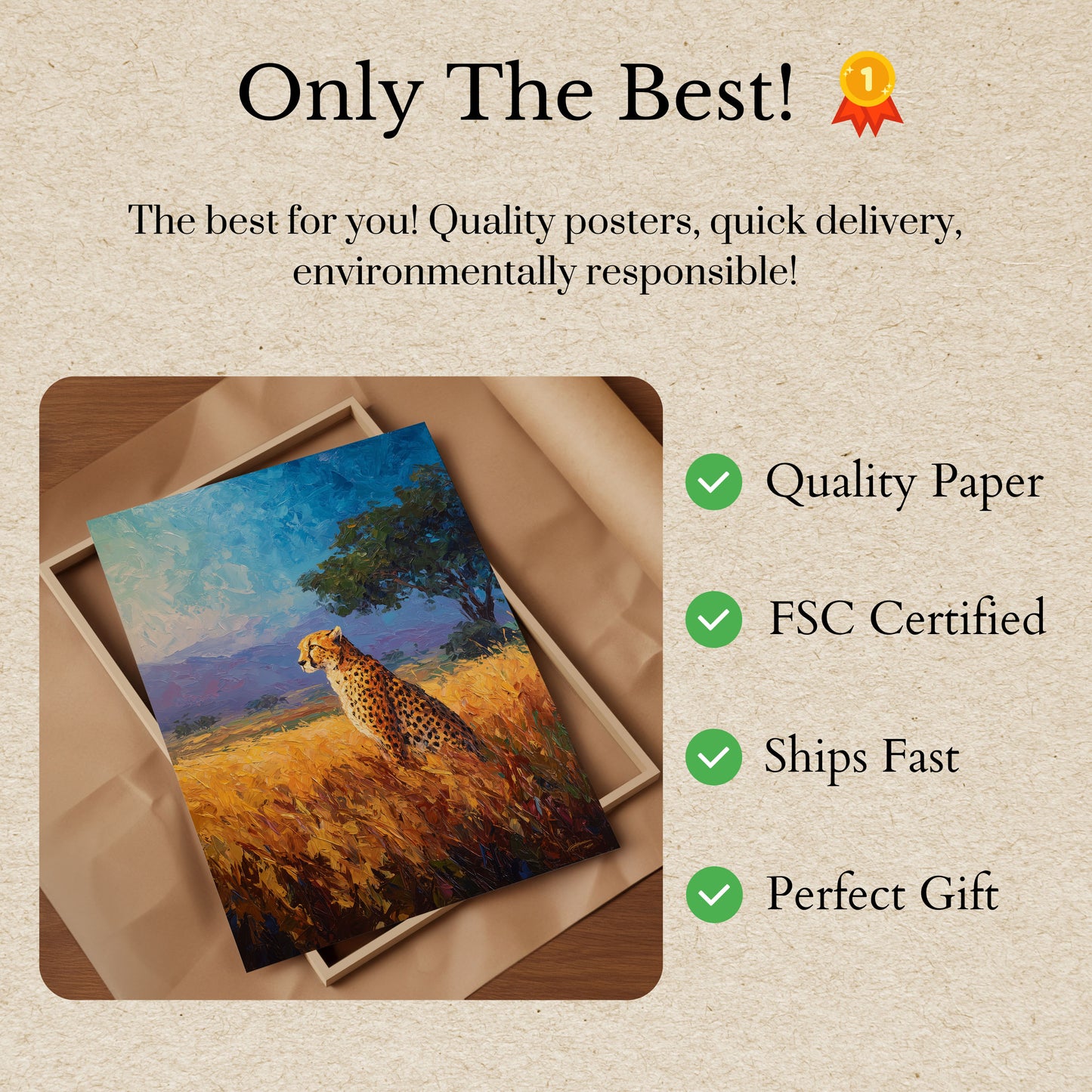 Golden Savanna Cheetah Poster