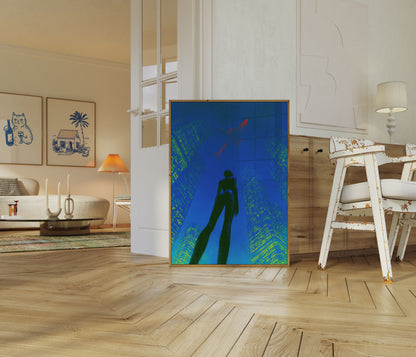 Underwater Diver Swimming Poster