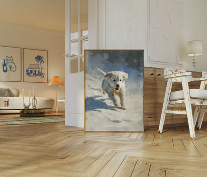 Lekfull Valp Snödans Poster