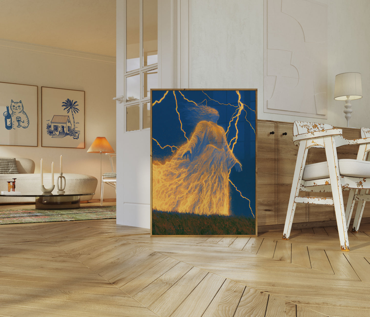 Mystical Figure Lightning Storm Poster