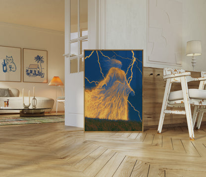 Mystical Figure Lightning Storm Poster