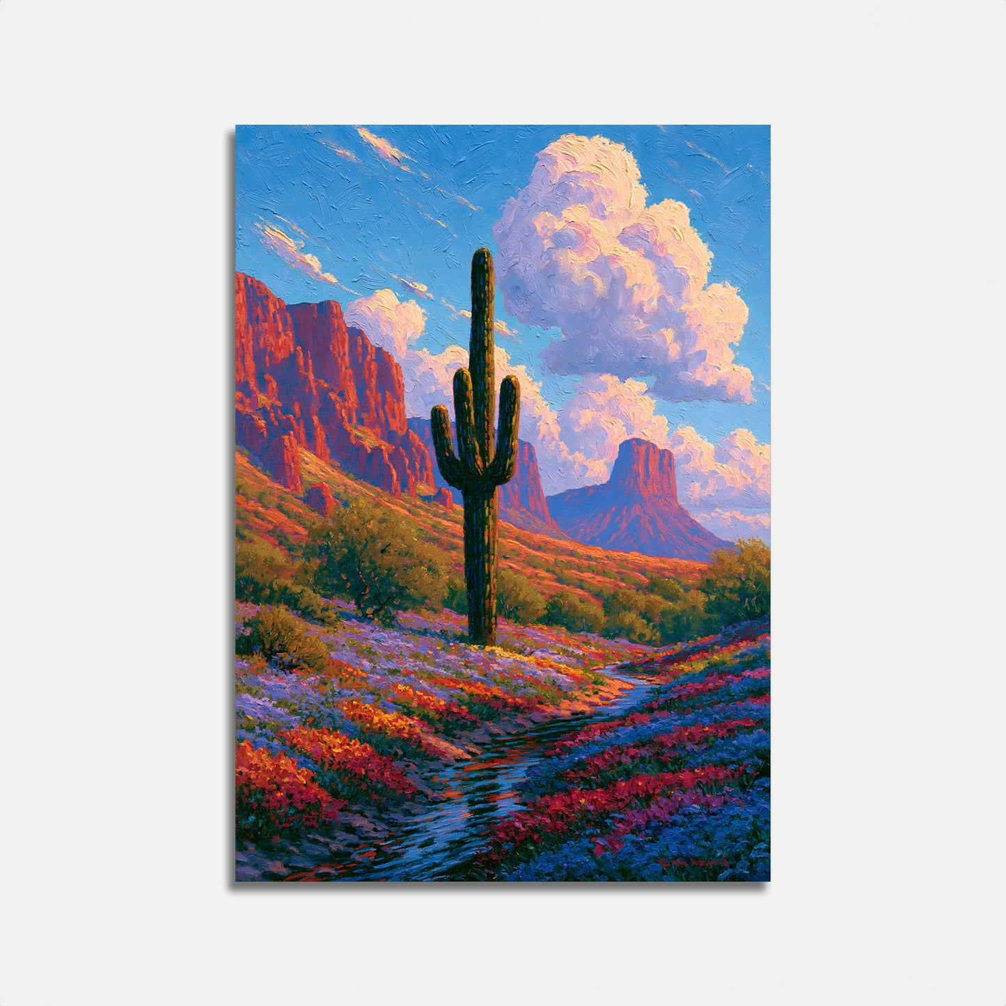 Saguaro Cactus Desert Landscape Poster