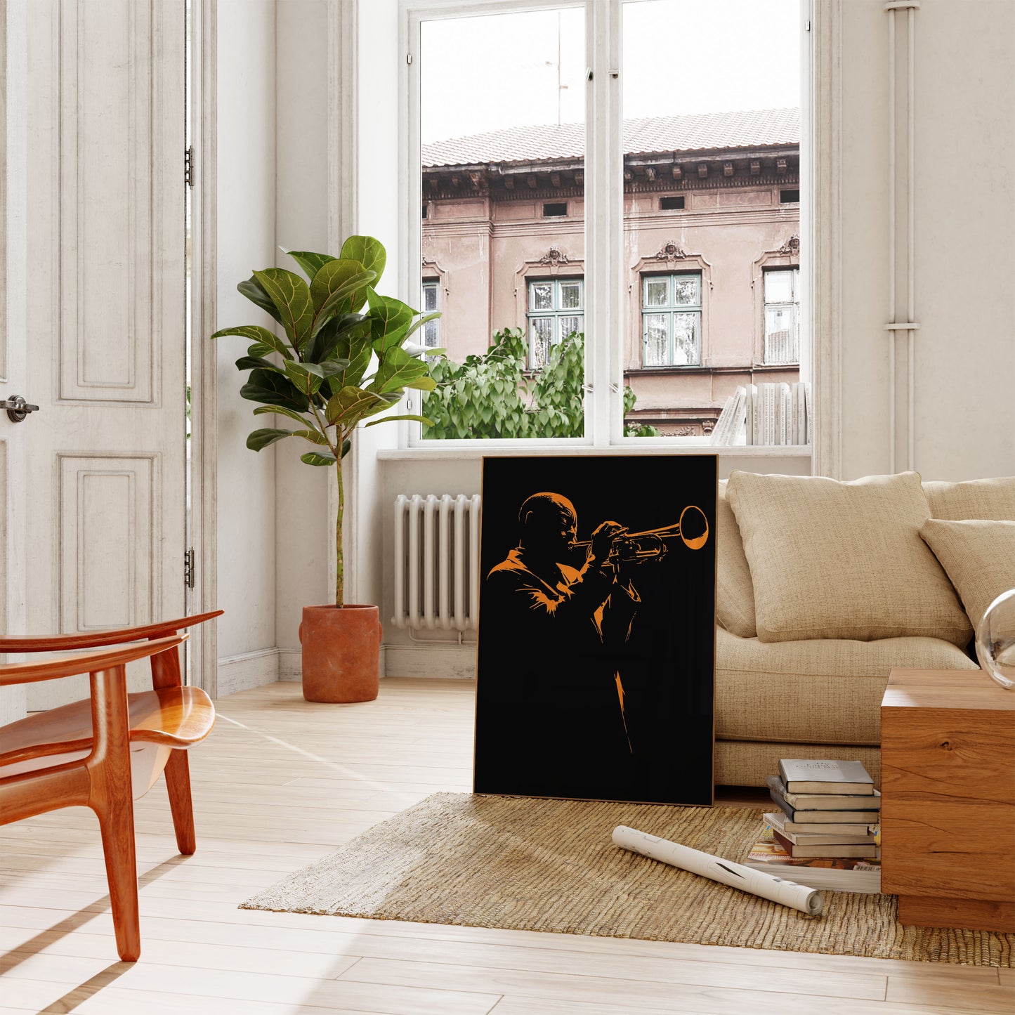 Jazztrompetist-silhuetplakat
