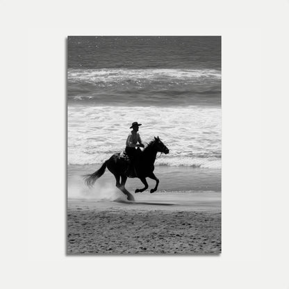 Galloping Cowboy Beach Poster