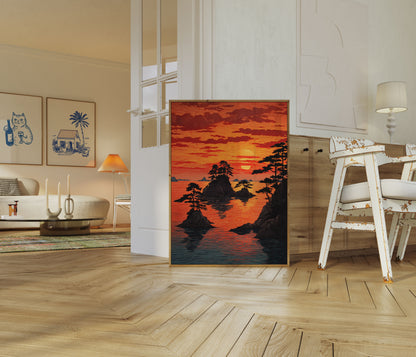 Affiche Paysage Coucher de Soleil Asiatique