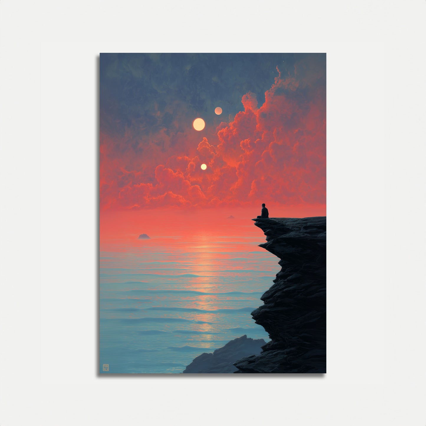 Solitary Reflection at Sunset Poster