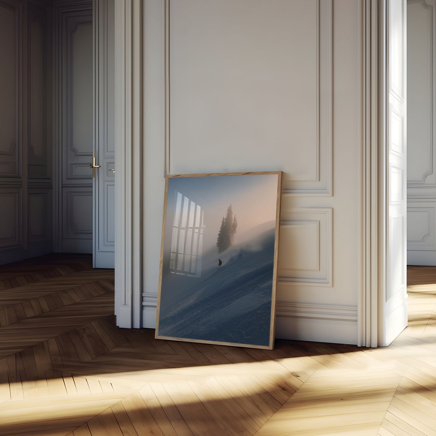 Skiløper i Alpin Tåke Plakat