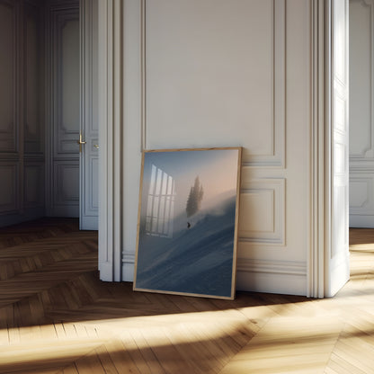 Skiløper i Alpin Tåke Plakat