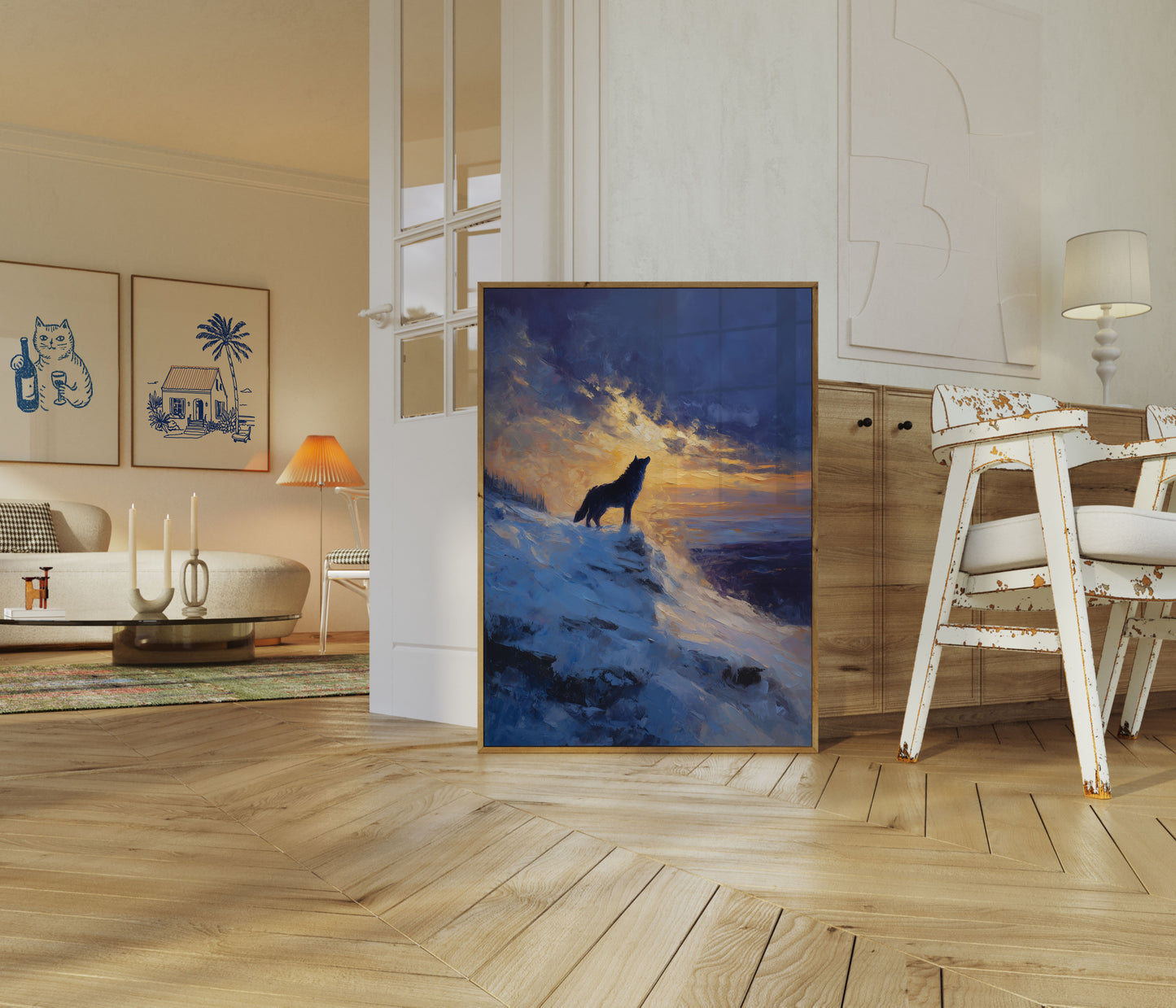 Poster del Lupo che Ulula al Tramonto