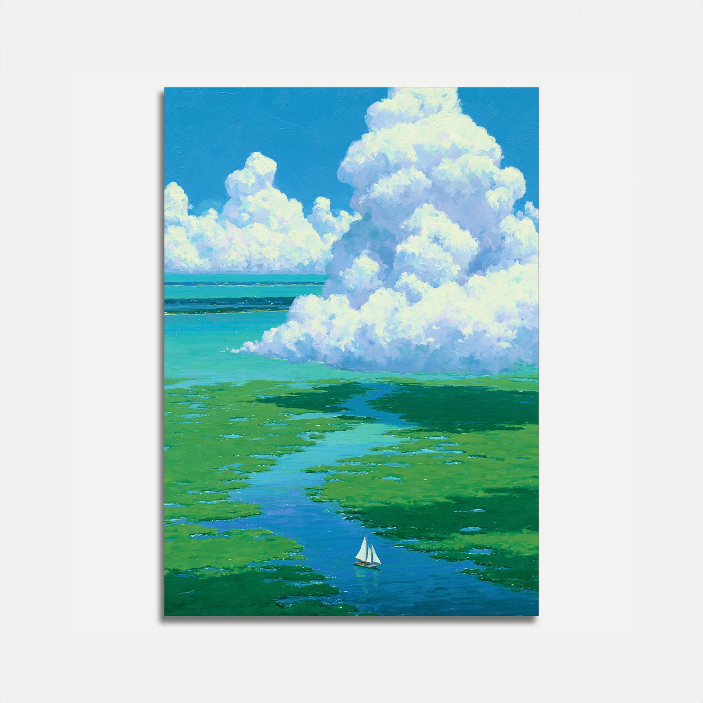 Segelboot in Küstengewässern Poster