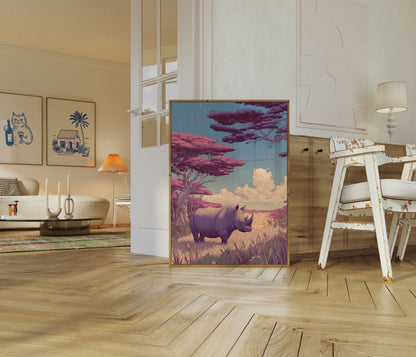 African Rhino Dreamscape Poster