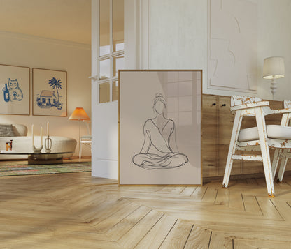 Póster de yoga de meditación serena