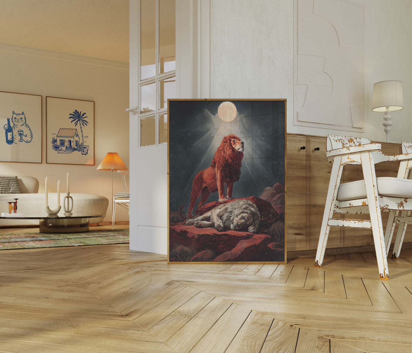 Affiche du Lion Majestueux au Clair de Lune