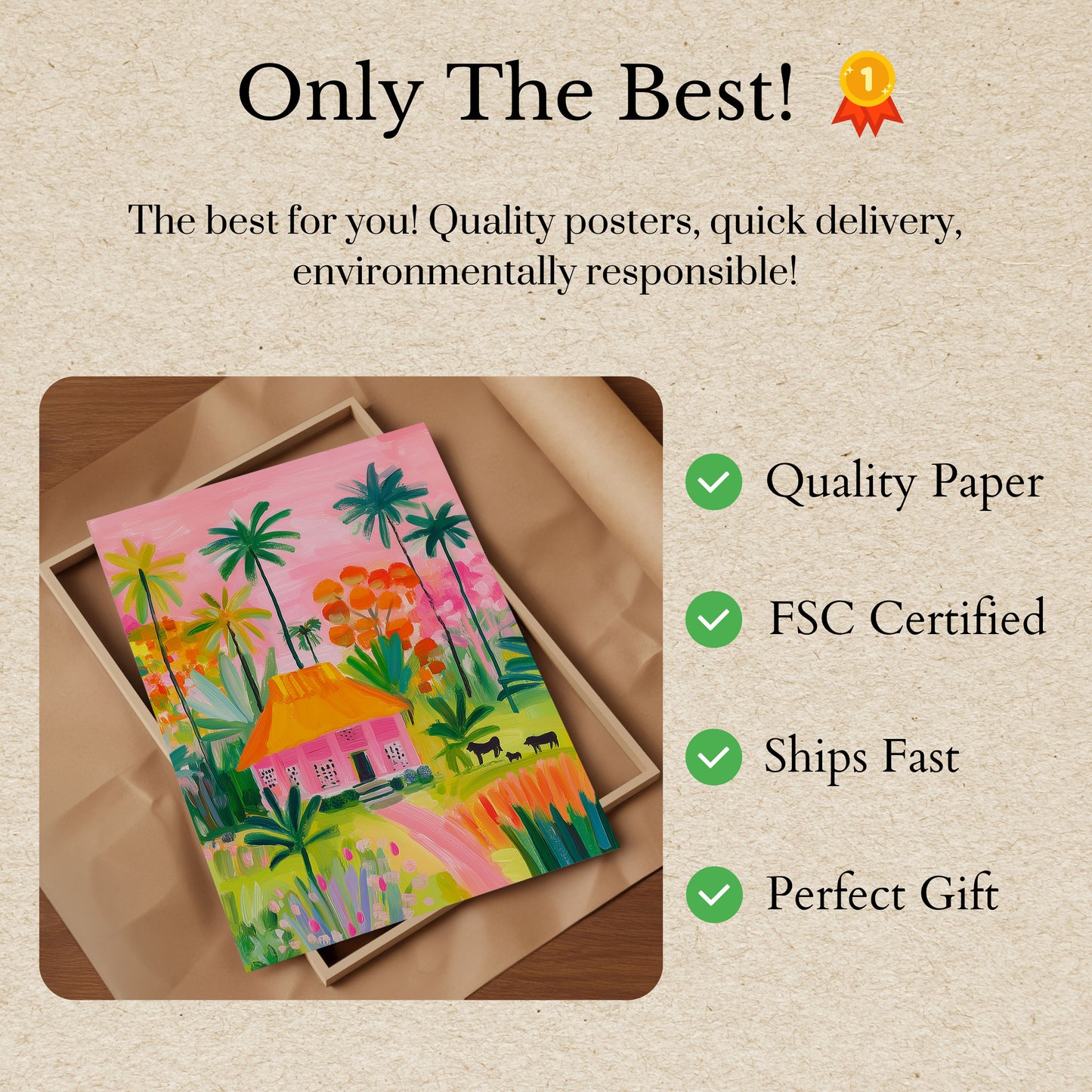 Tropical Paradise Cottage Poster