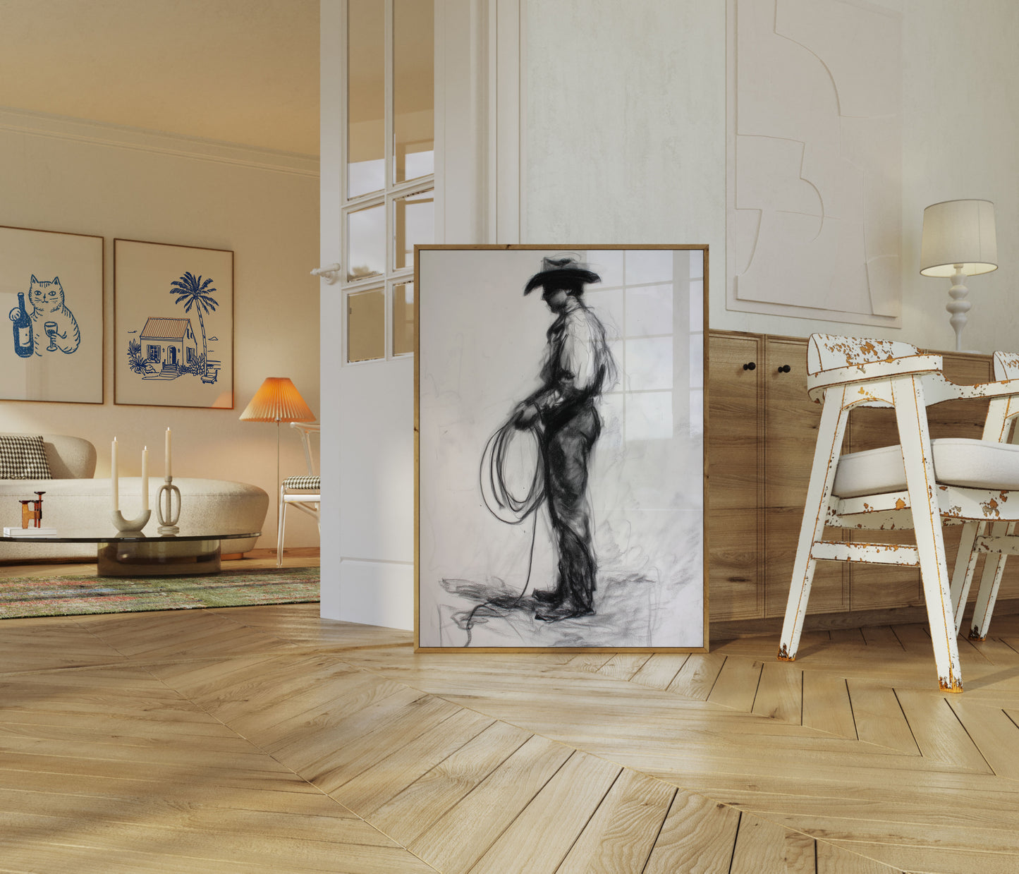 Einsamer Cowboy Skizze Poster