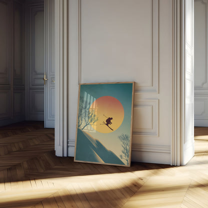Sonnenuntergang Ski Berg Poster