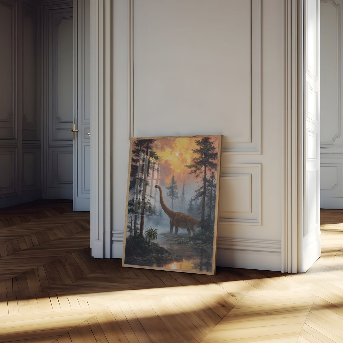 Prehistoric Forest Sunrise Poster