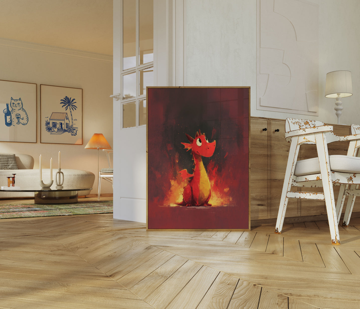 Fiery Dragon Flame Guardian Poster