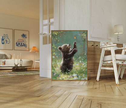 Bär fängt Schmetterling Plakat
