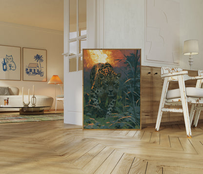 Poster: Leopard im Grasland
