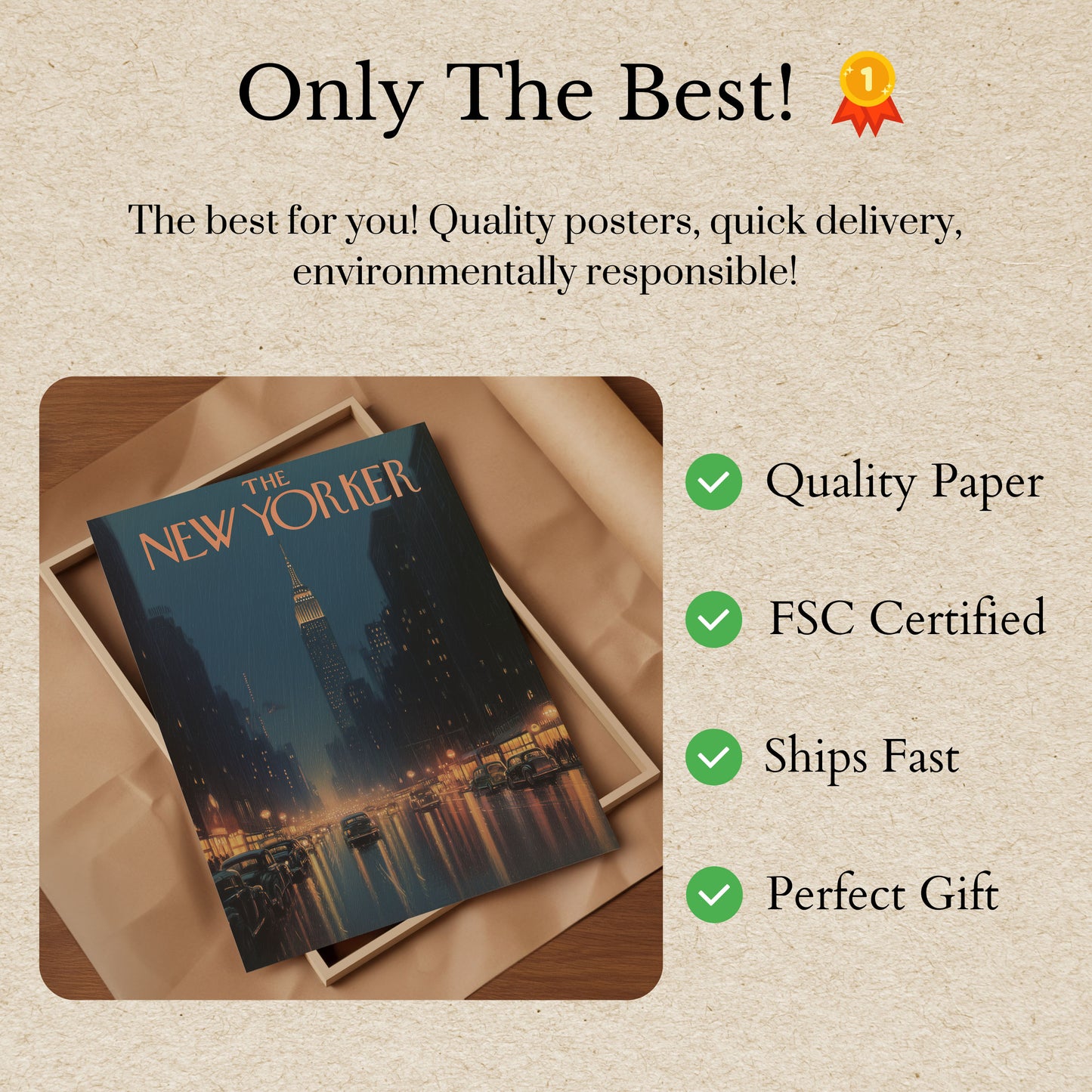 Rainy New York City Night Poster