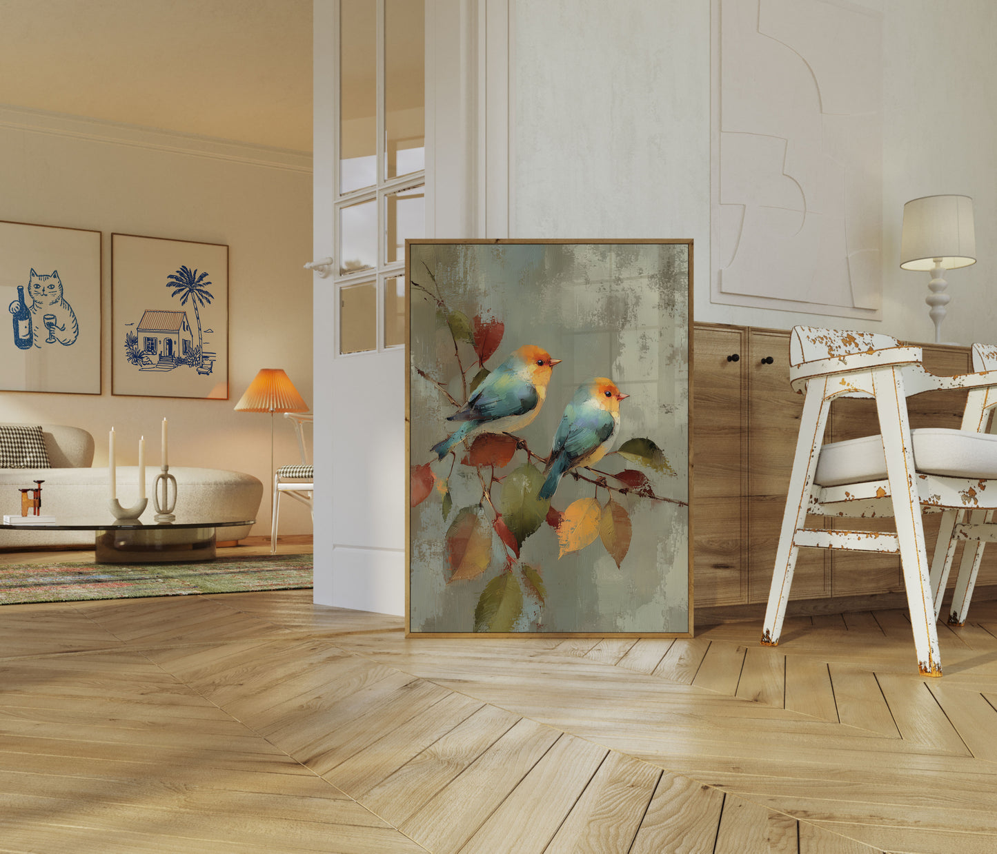 Poster Artistico di Uccelli Canori Autunnali