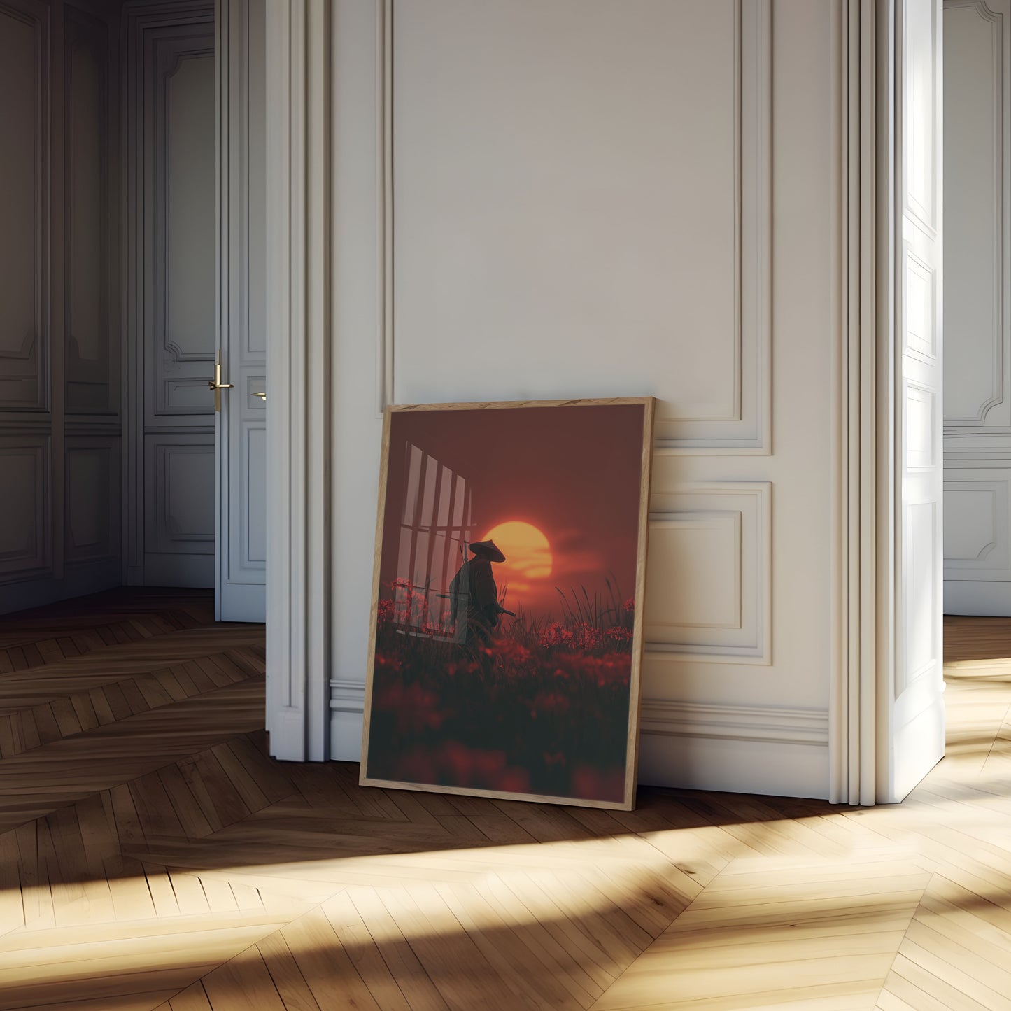 Samurai Kriger Solnedgang Felt Plakat