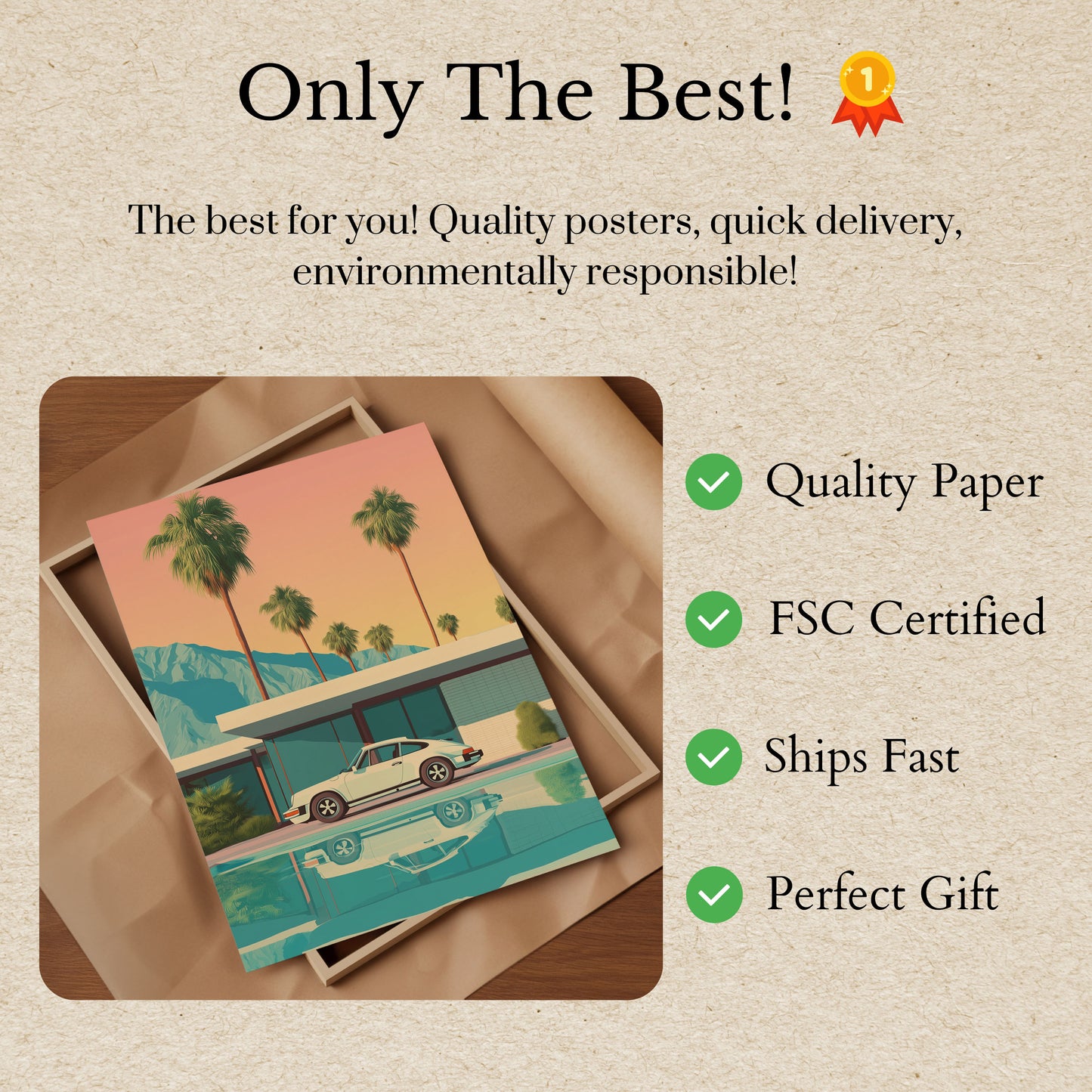 Vintage Desert Porsche Poster