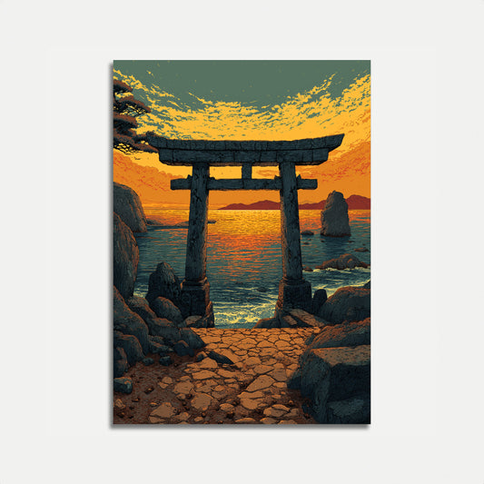Affiche Coucher de Soleil Torii Japonais