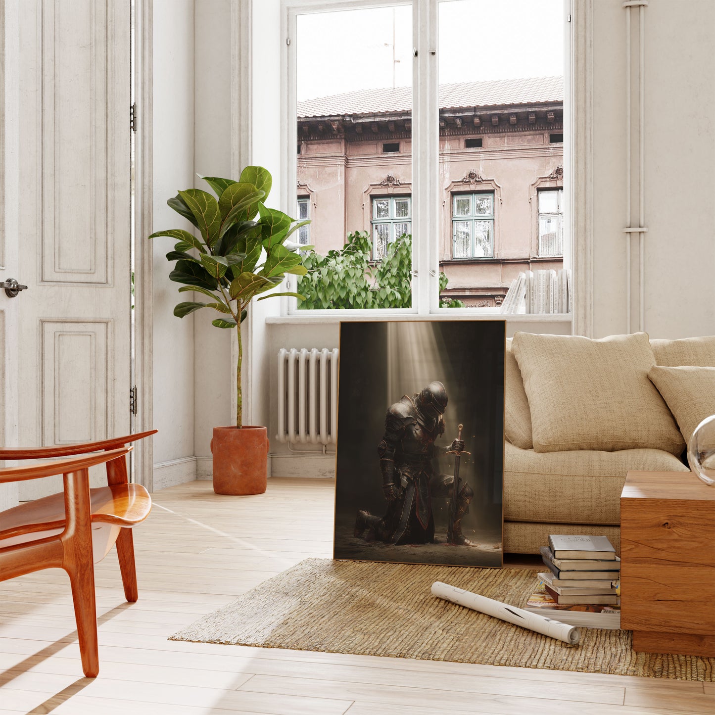 Fallen Knight in Radiant Light Poster