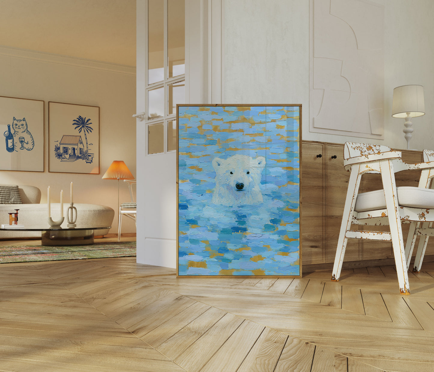 Poster Urso Polar Nadando na Água