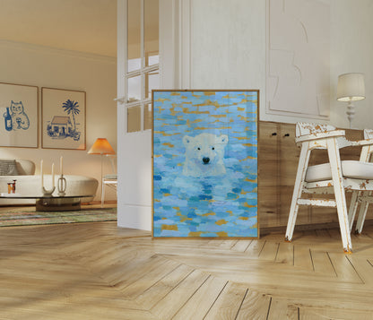 Poster Urso Polar Nadando na Água